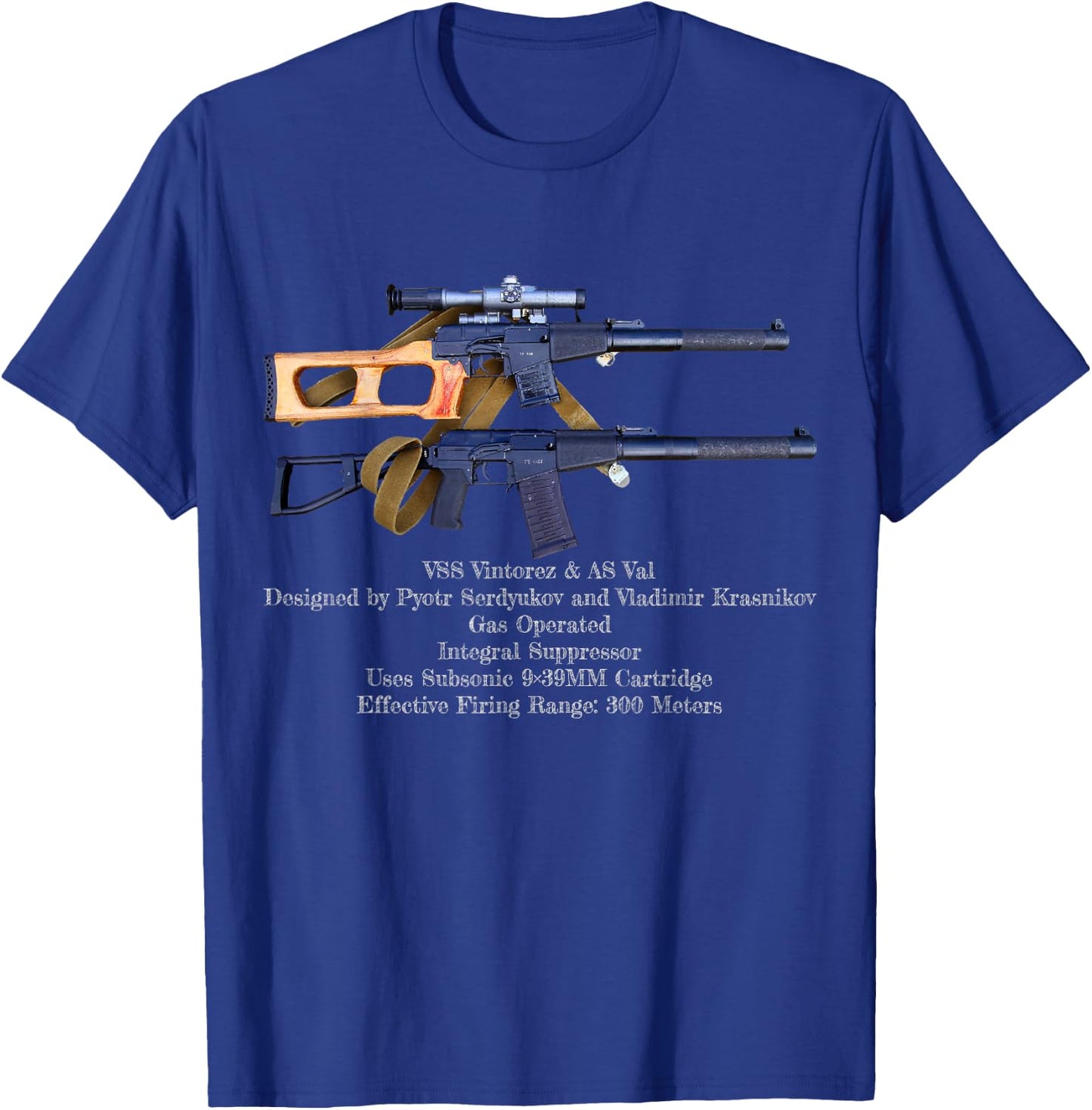 VSS Vintorez Russian Sniper Rifle Gun Scope Specs Gift T-Shirt - T-Shirt | Royal