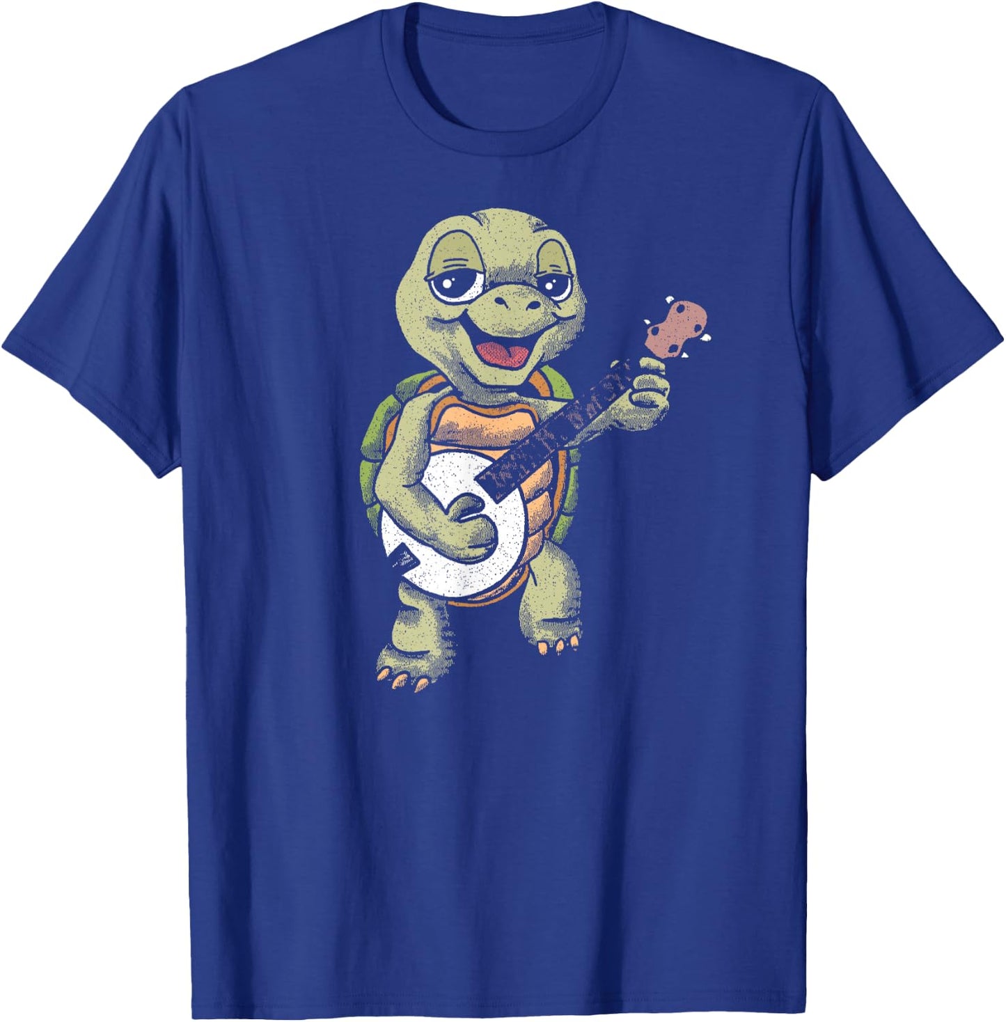 Banjo Picking Turtle Cute Funny Terrapin Music Graphic T-Shirt - T-Shirt | Royal