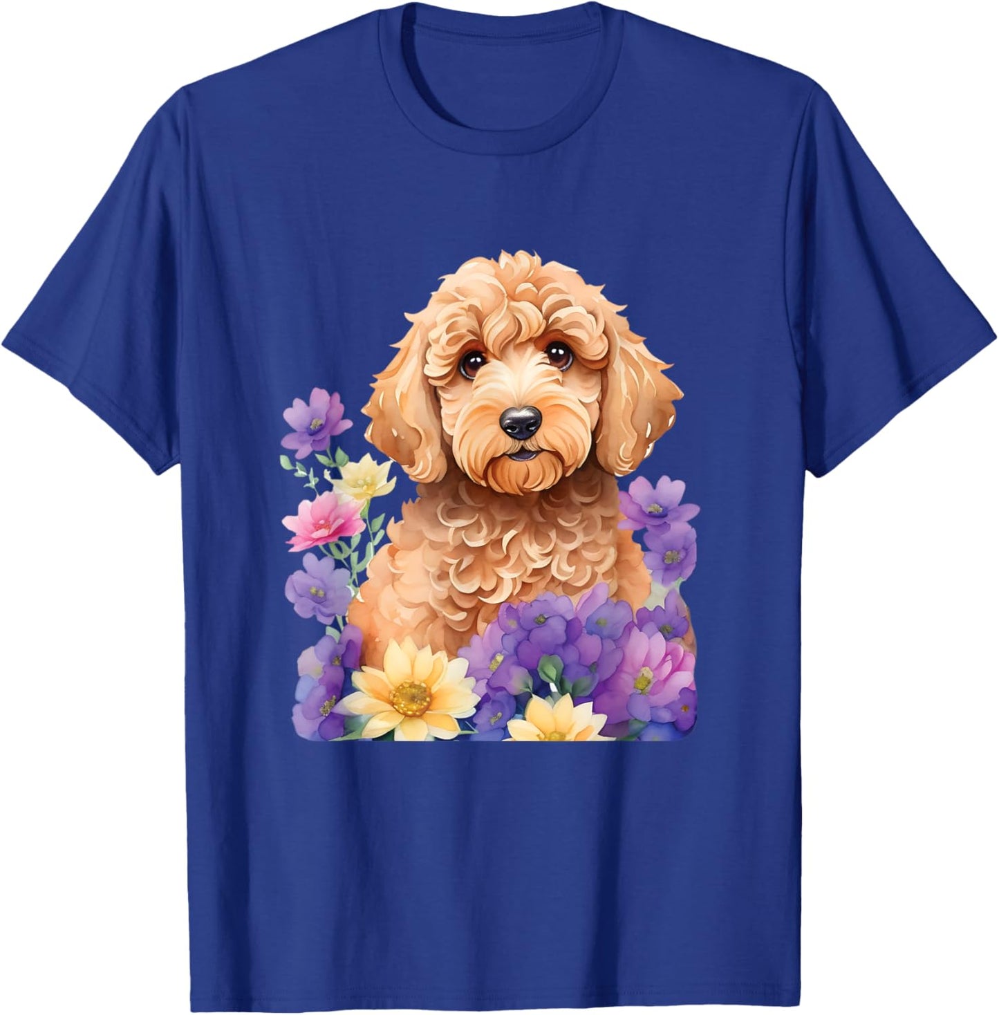 Cute Goldendoodle Doodle Dog Floral Design T-Shirt - T-Shirt | Royal