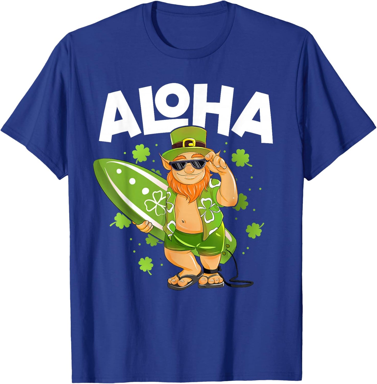 Aloha Hawaii Surfing Leprechaun St Patrick's Day Hawaiian T-Shirt - T-Shirt | Royal