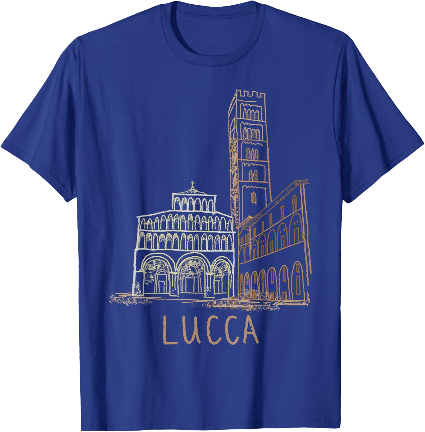 Lucca Italy Unique Hand Drawn Art Gift Men Women T-Shirt - T-Shirt | Royal
