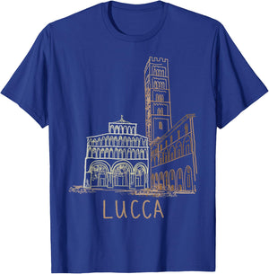 Lucca Italy Unique Hand Drawn Art Gift Men Women T-Shirt - T-Shirt | Royal