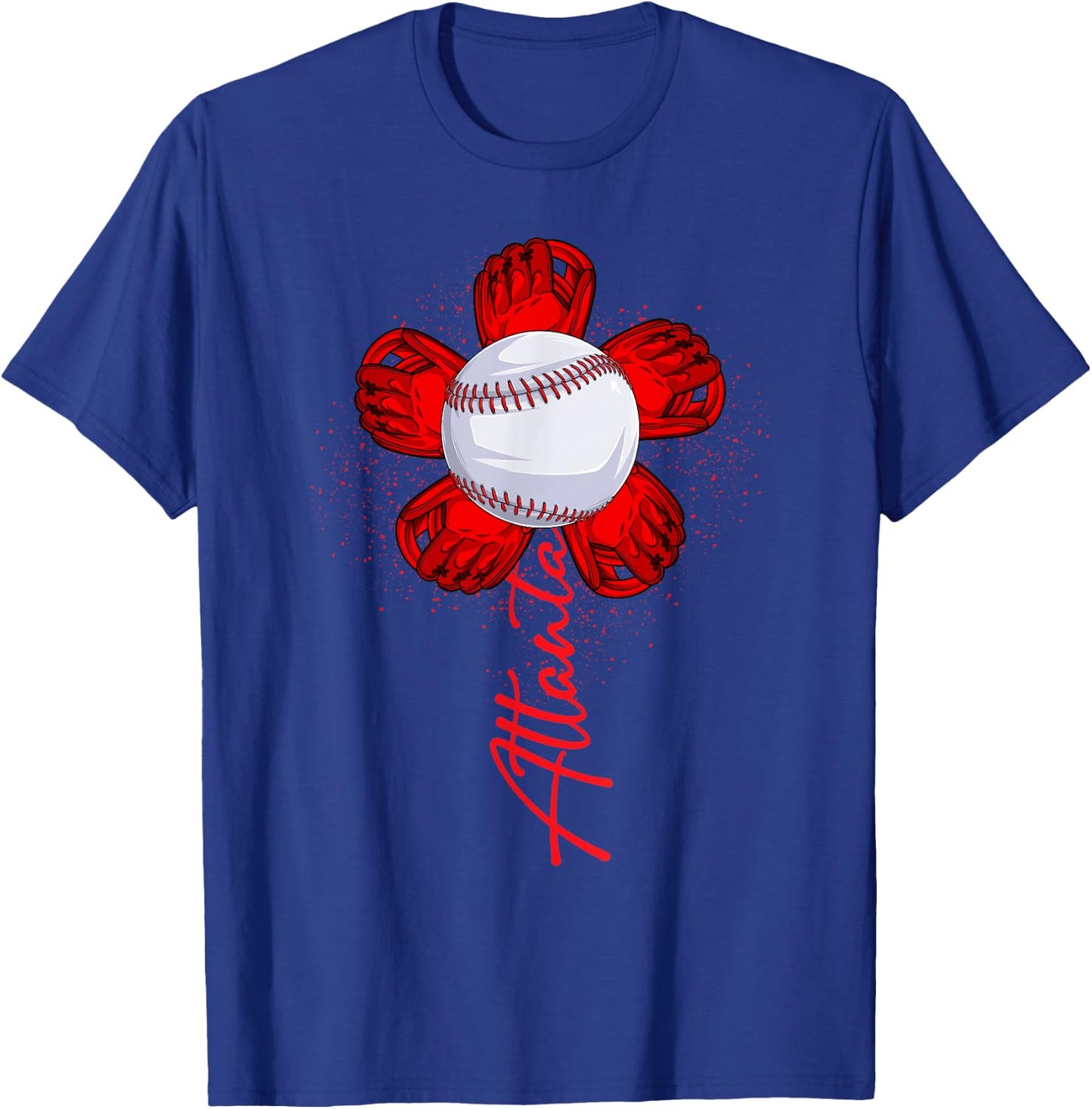 Cute Flower Atlanta Retro Baseball Lover Game Day T-Shirt - T-Shirt | Royal