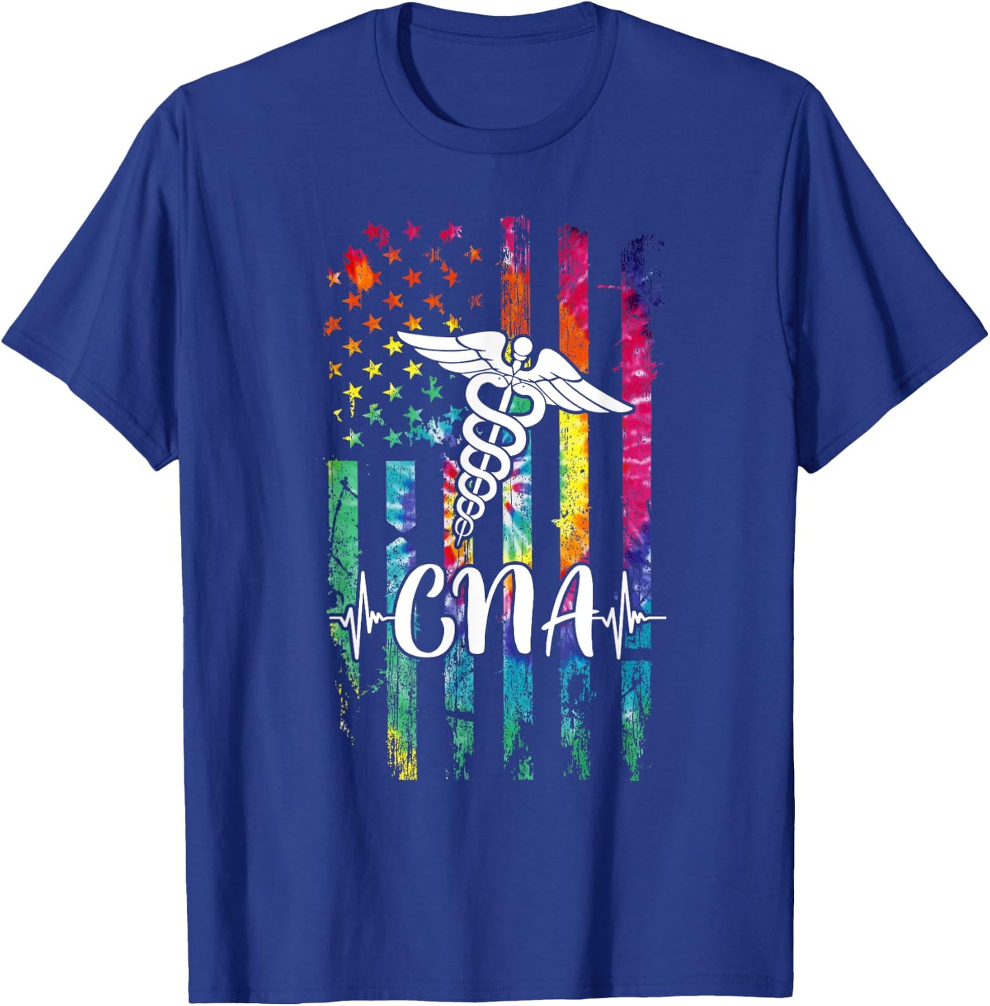 American Flag Tie Dye CNA Costume Nurse Day Nursing Women Men T-Shirt - T-Shirt | Royal
