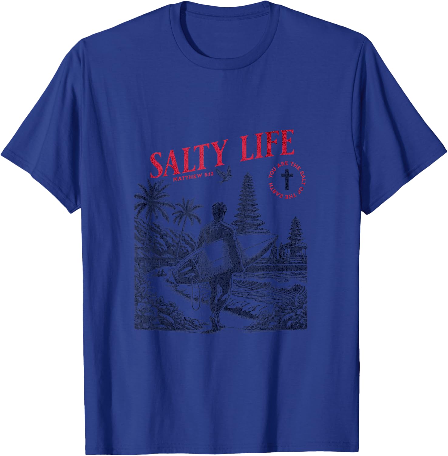 Salty Bible Verse Christian Faith Based Jesus Beach Modest T-Shirt - T-Shirt | Royal