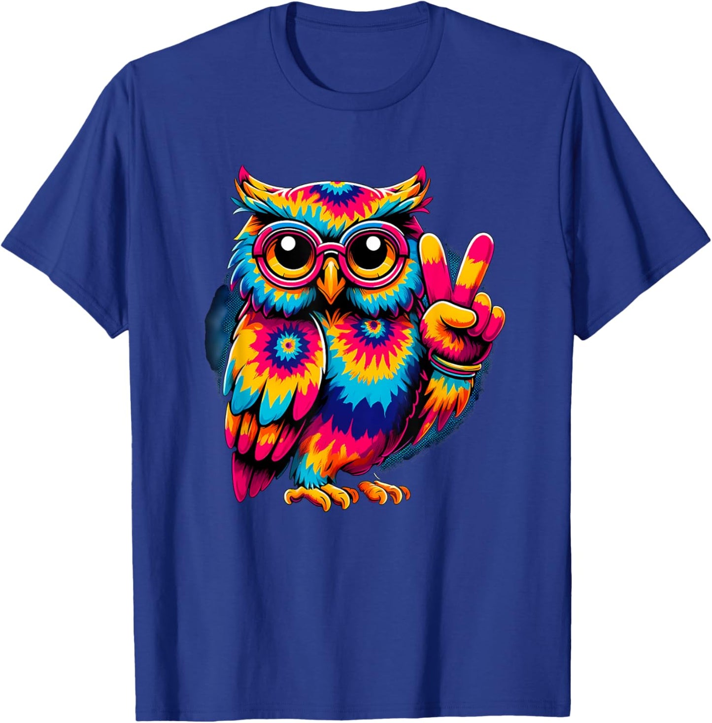 Peace Sign Tie Dye Owl T-Shirt - T-Shirt | Royal