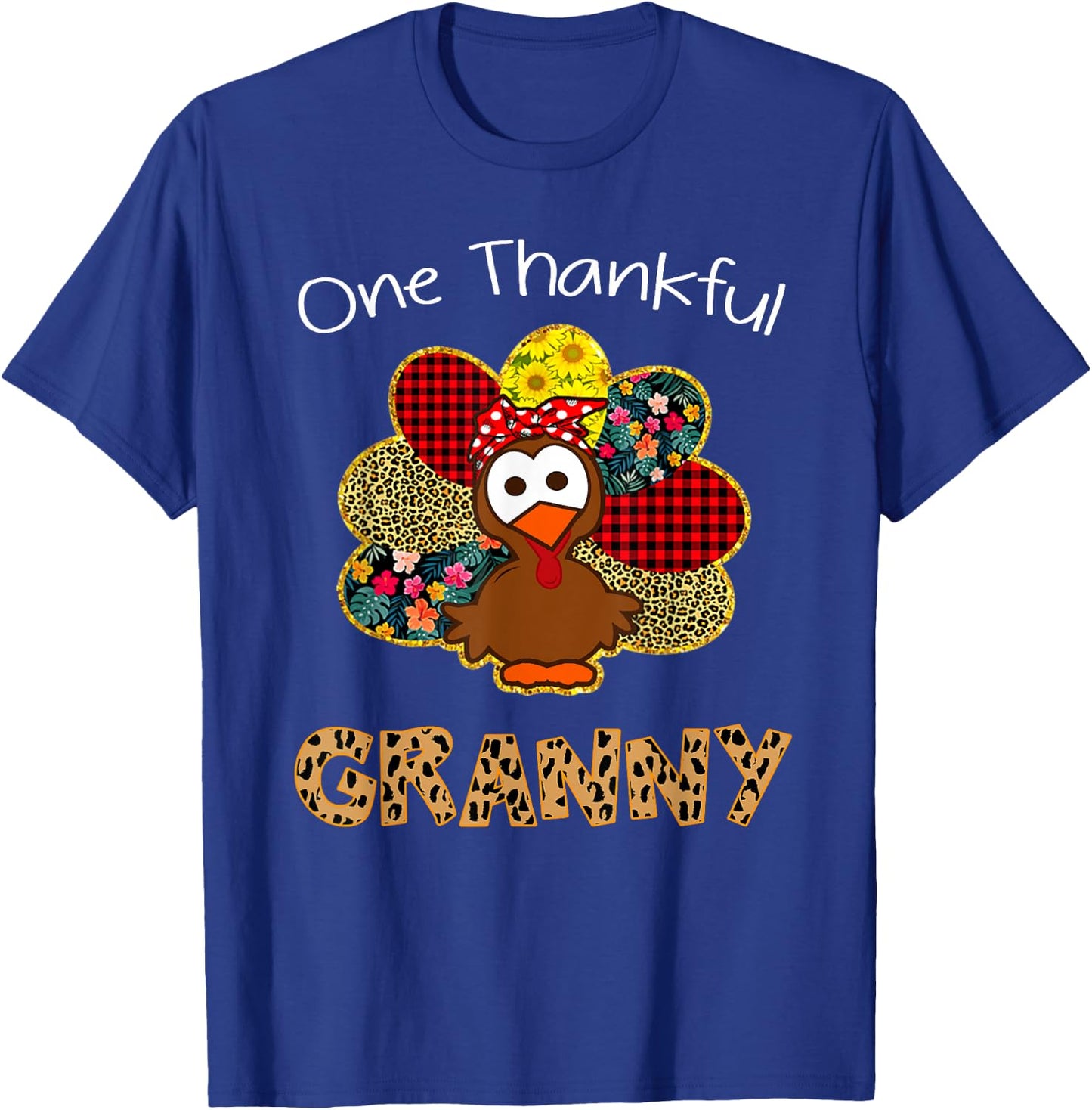 One Thankful Granny Shirt Funny Cute Turkey Thanksgiving T-Shirt - T-Shirt | Royal