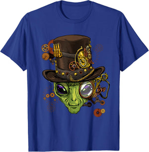 Alien Shirt Victorian Steampunk Gears UFO Ancient Alien Head T-Shirt - T-Shirt | Royal