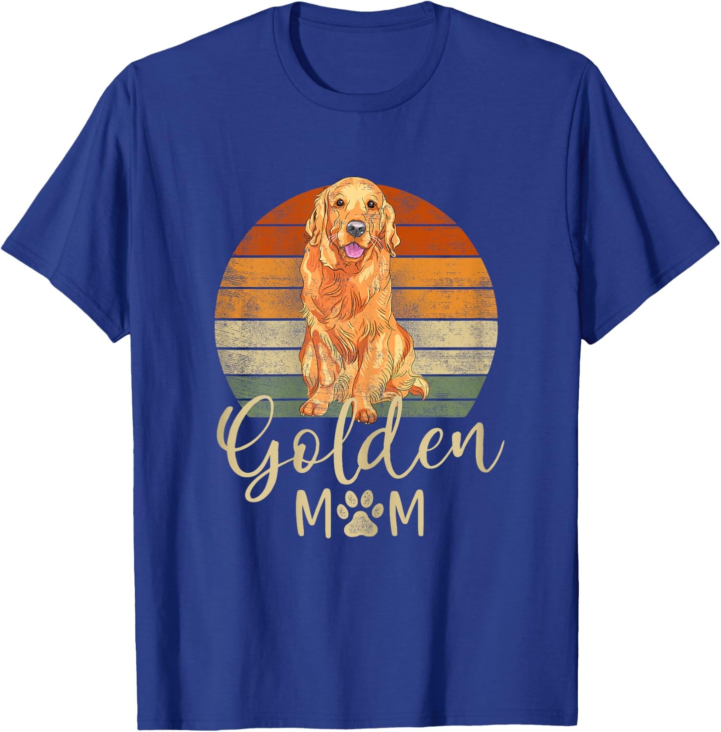 Golden Mom Retro Sunset Golden Retriever Lover Gift Dog Mama T-Shirt - T-Shirt | Royal
