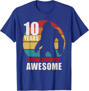 10 Years Old Being Chimply Awesome 10th Birthday Monkey T-Shirt - T-Shirt | Royal