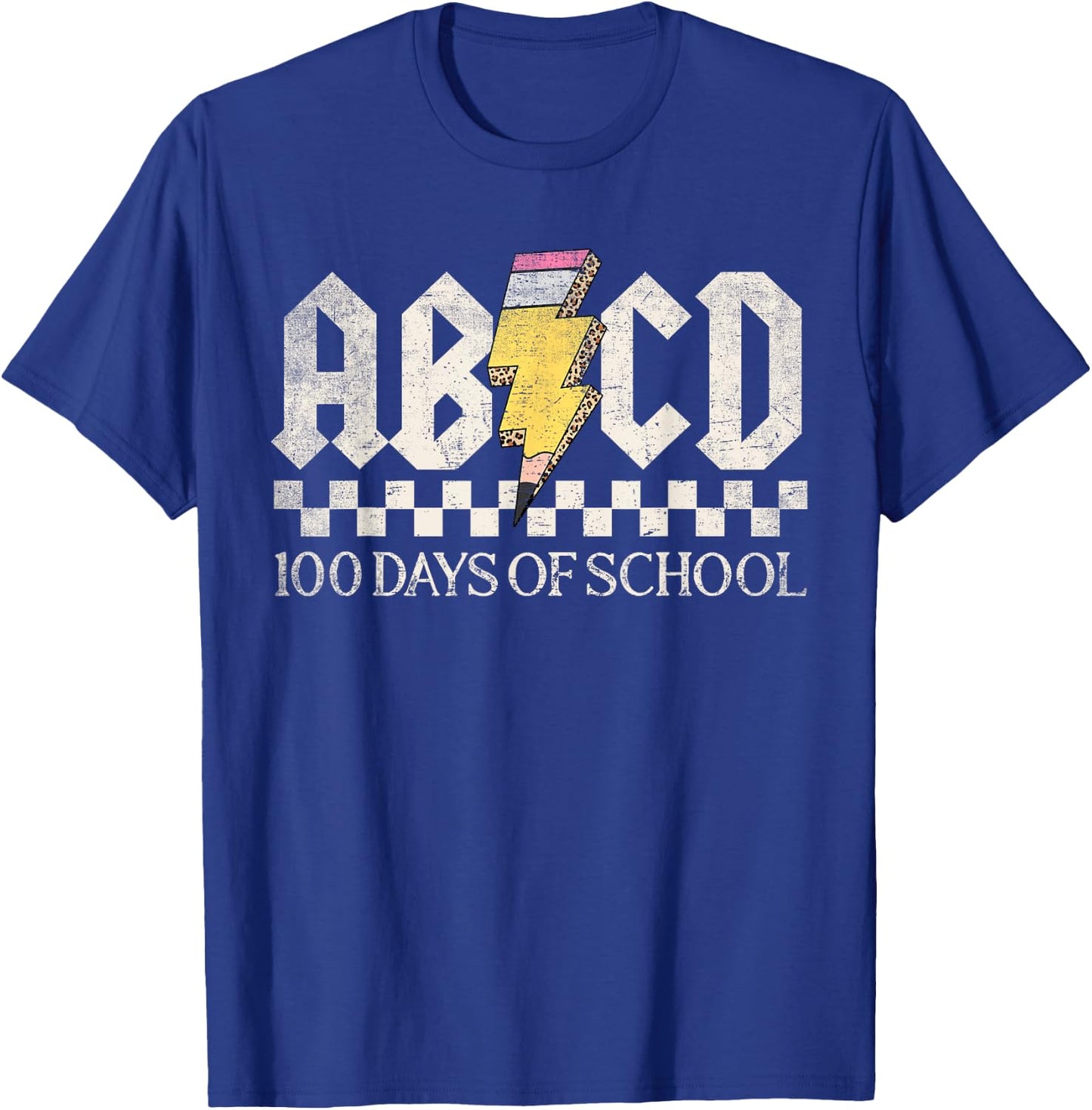 Boys Girls Teachers Rock 100 Days Of School ABCD 100th Day T-Shirt - T-Shirt | Royal