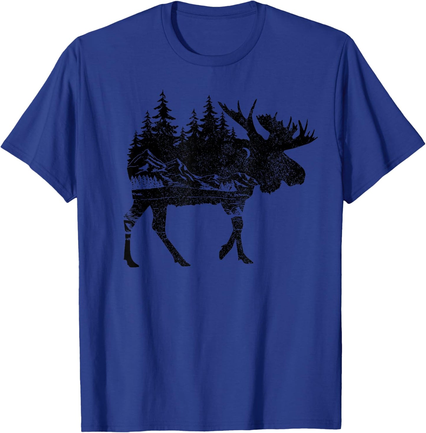 Moose Nature Alaska Hiking Fishing Camping Hunting T-Shirt - T-Shirt | Royal
