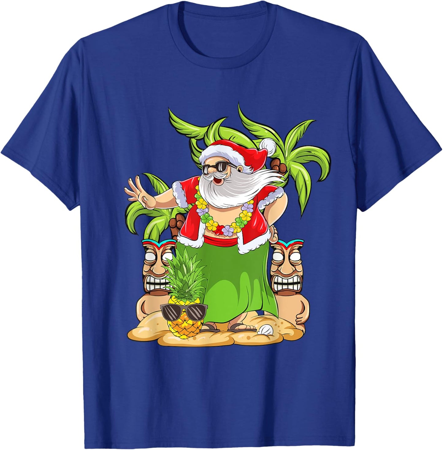 Hawaiian Christmas Mele Kalikimaka Hula Dance Santa Claus T-Shirt - T-Shirt | Royal