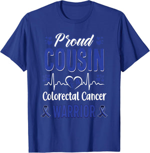proud Cousin colorectal colon cancer warrior awareness T-Shirt - T-Shirt | Royal