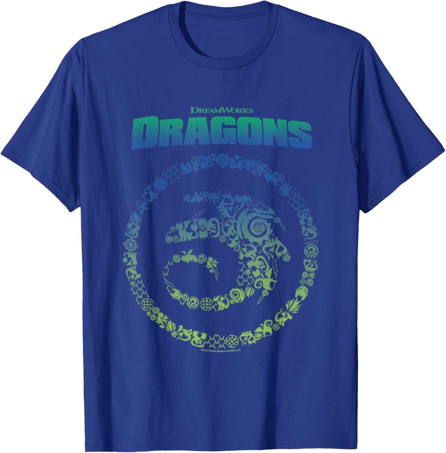How to Train Your Dragon Toothless Vintage Symbols Logo T-Shirt - T-Shirt | Royal