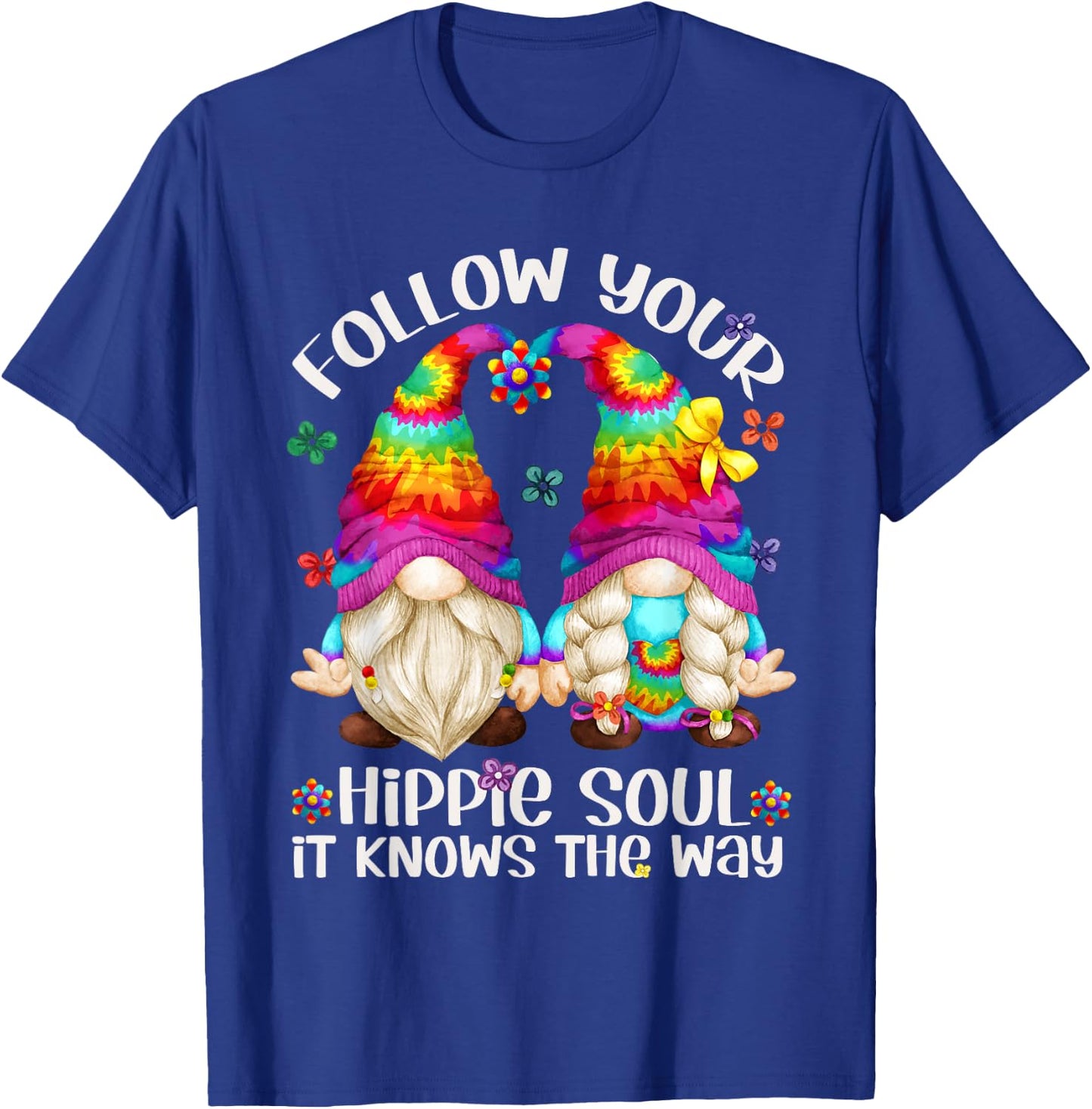 Hippie Soul Gnomies Makes Peace Sign - Cute Hippie Gnome T-Shirt - T-Shirt | Royal
