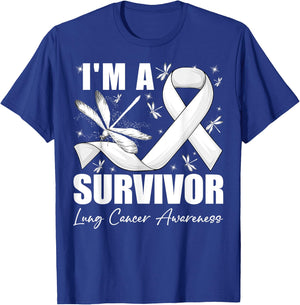 I'm A Survivor Lung Cancer Awareness Month Fighter Dragonfly T-Shirt - T-Shirt | Royal
