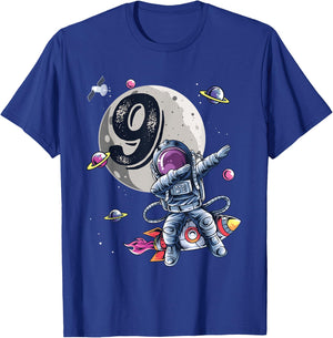 9 Years Old Birthday Boy Astronaut Gifts Space 9th B-Day T-Shirt - T-Shirt | Royal