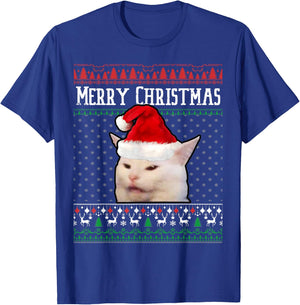 Woman Yelling at a Smudge Cat Ugly Christmas Sweater Meme T-Shirt - T-Shirt | Royal