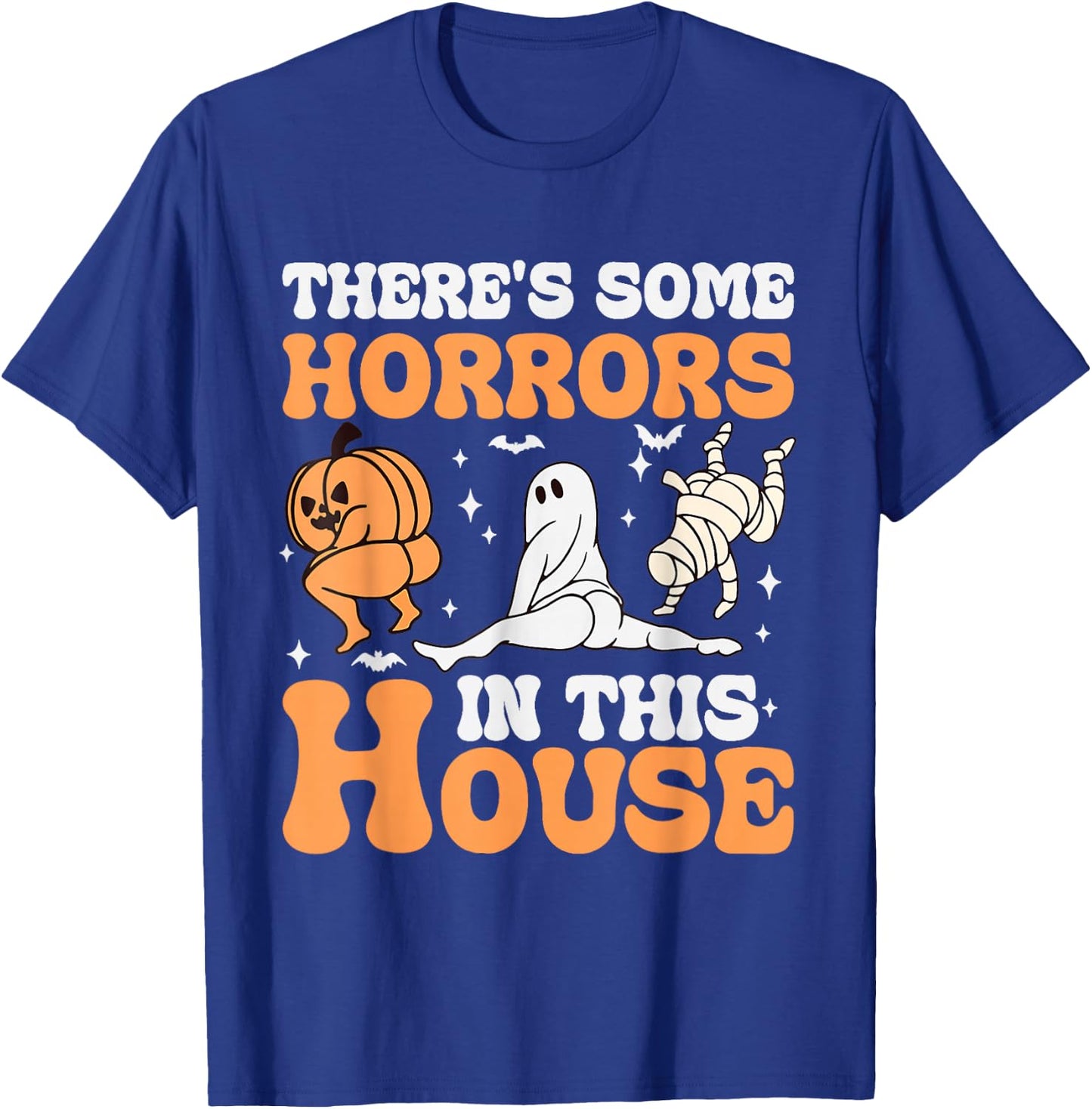 There's Some Horrors In This House Halloween Ghost Pumpkin T-Shirt - T-Shirt | Royal