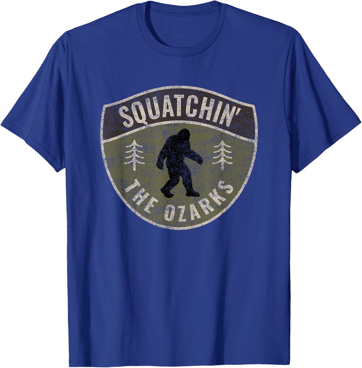 Vintage Sasquatch Squatchin' The Ozarks Big Foot Hunting T-Shirt - T-Shirt | Royal