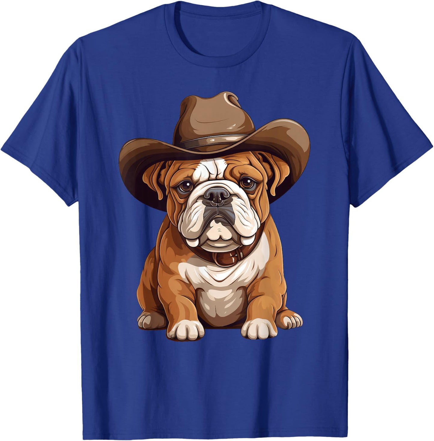 English Bulldog Puppy in Cowboy Hat Bulldog Lover Boys Girls T-Shirt - T-Shirt | Royal