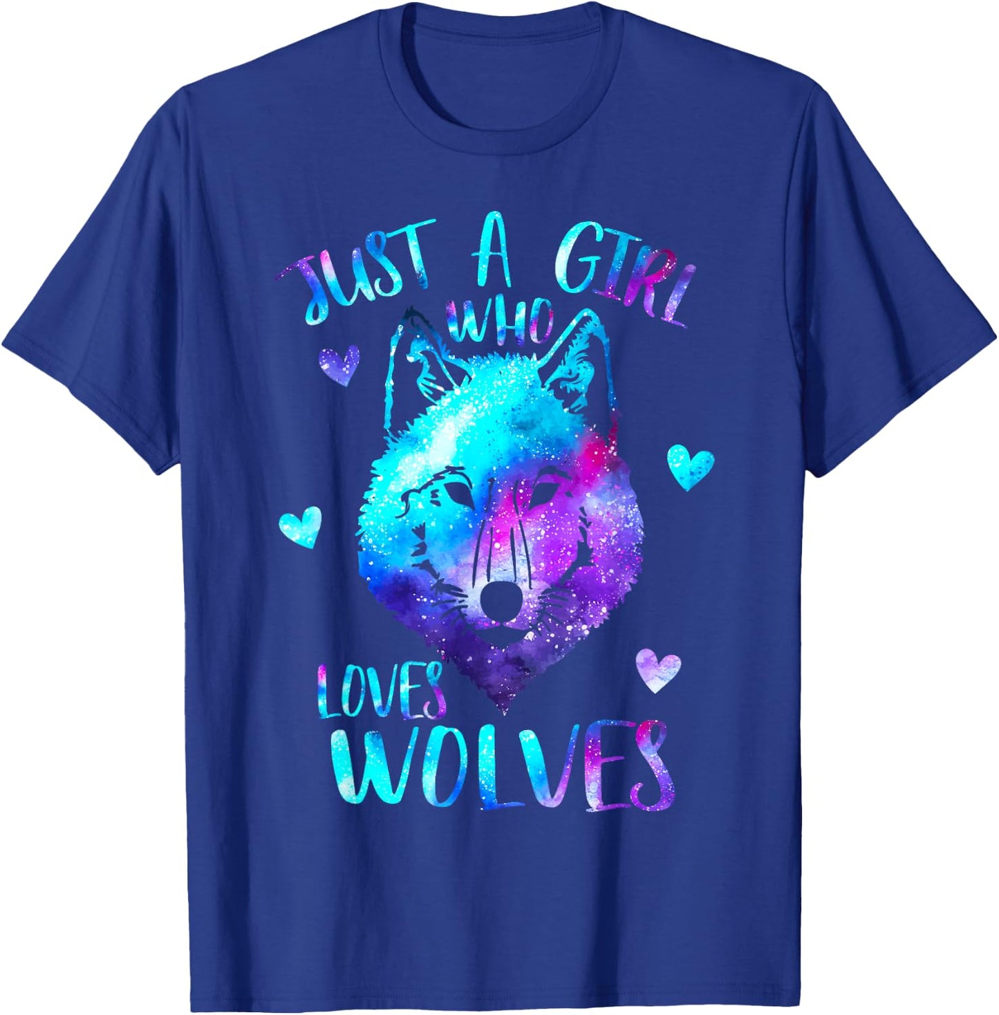 Just a Girl Who Loves Wolves Themed Galaxy Space Wolf Lover T-Shirt - T-Shirt | Royal