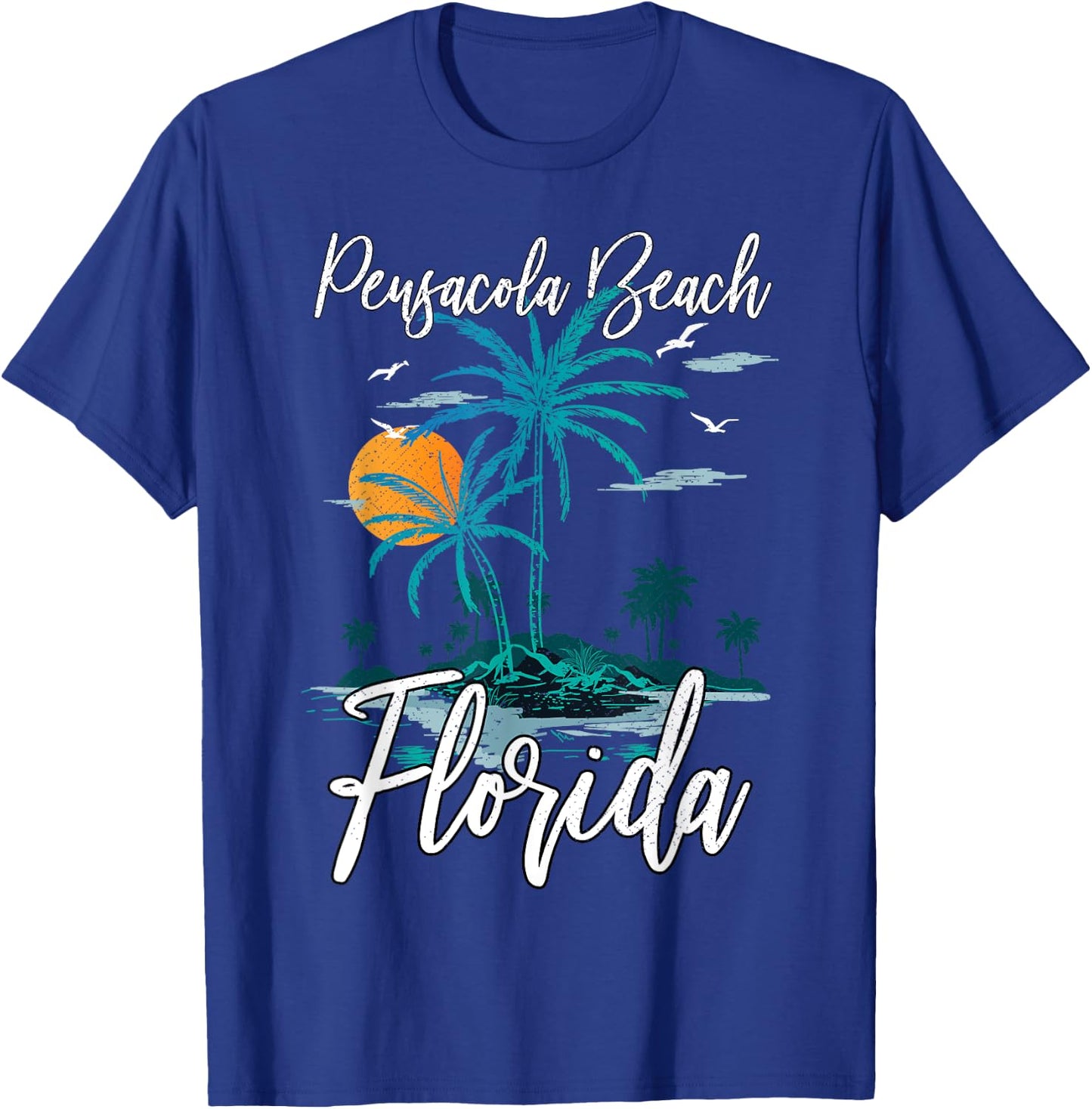 Family Vacation Retro Sunset Florida Pensacola Beach T-Shirt - T-Shirt | Royal
