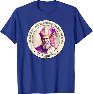 St Augustine of Hippo Famous Popular Catholic Saints Quote T-Shirt - T-Shirt | Royal