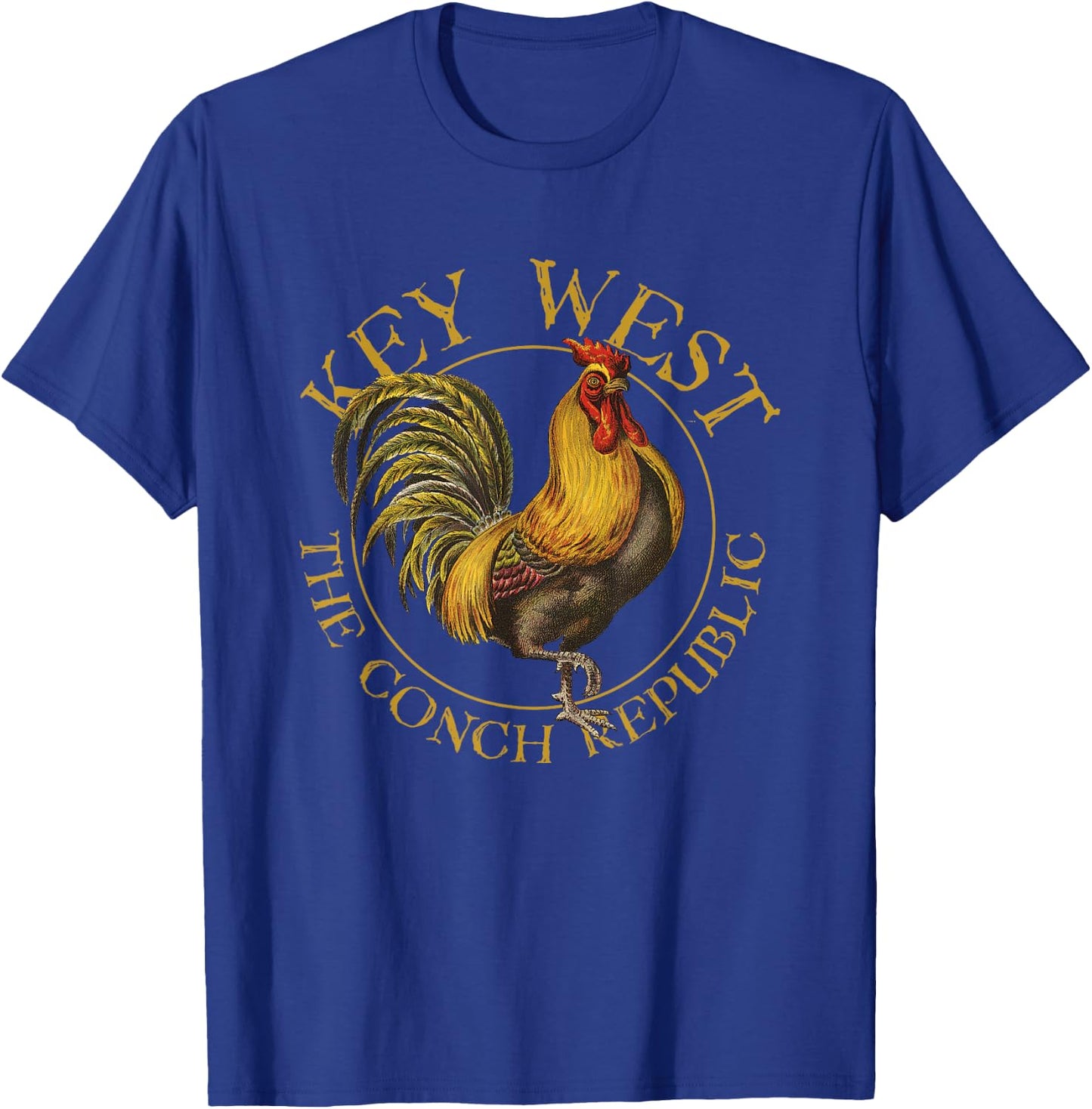 Key West Florida Vintage Rooster Design Souvenir T-Shirt - T-Shirt | Royal