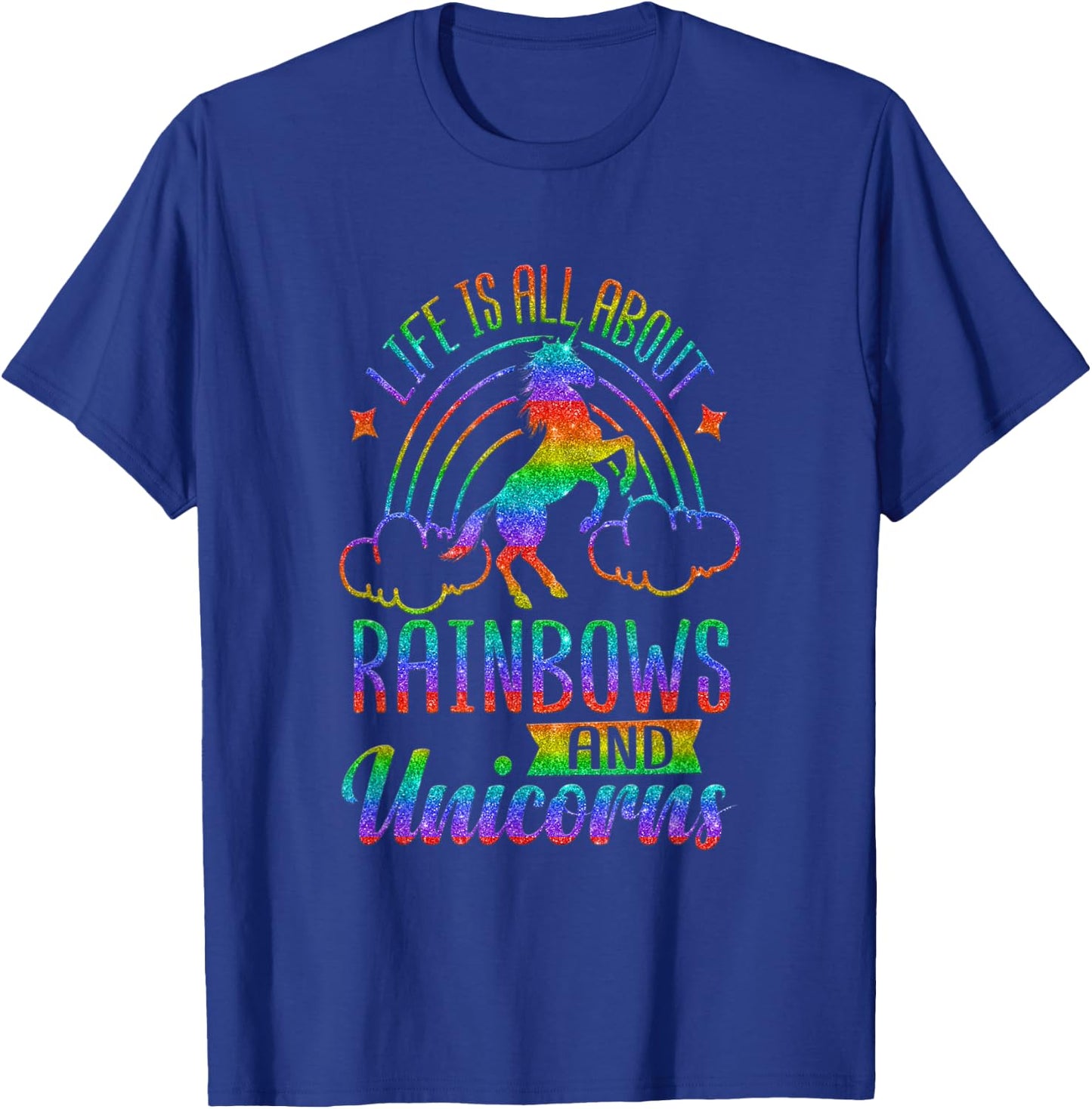 Life Is All About Rainbows And Unicorns Shirt Girls Ombre T-Shirt - T-Shirt | Royal