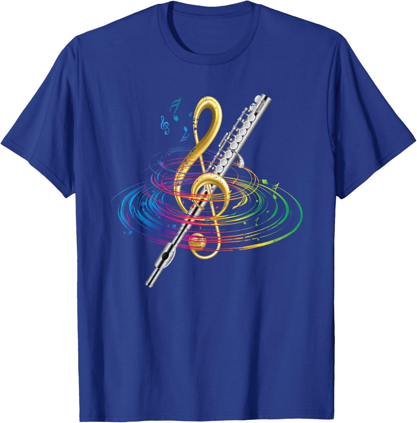 Classical Music Treble Clef Flutist Gift Flute T-Shirt - T-Shirt | Royal