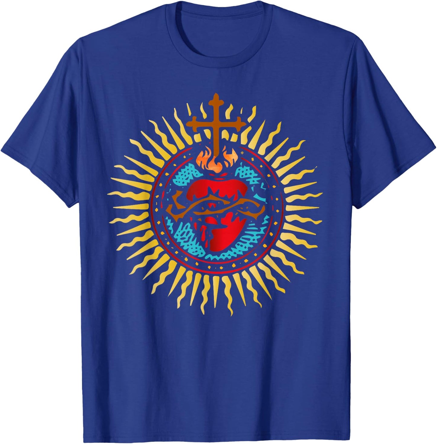 Sacred Heart of Jesus Catholic Art Latin Mass T-Shirt - T-Shirt | Royal