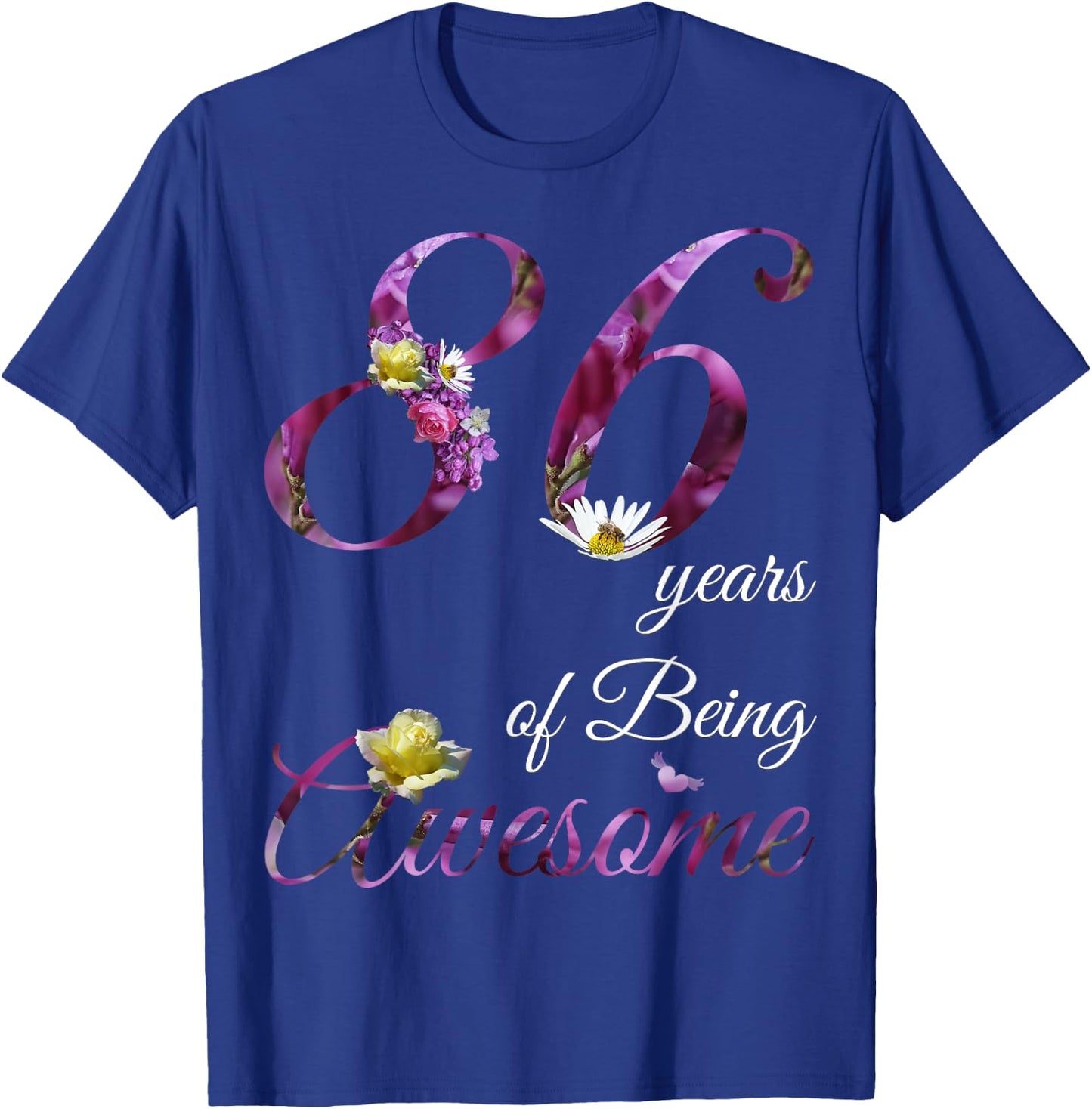 86 Year Old Shirt Awesome Floral 1939 86th Birthday Gift T-Shirt - T-Shirt | Royal