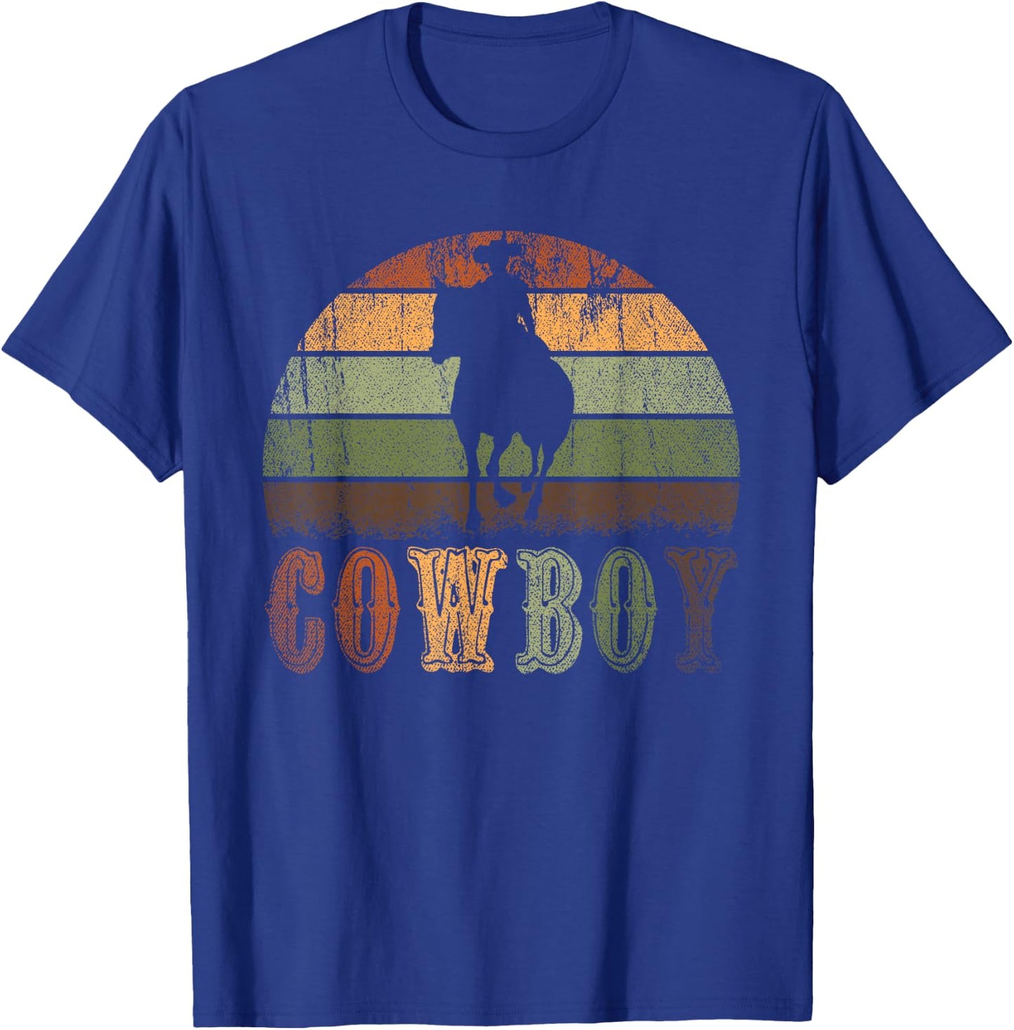 Retro Horseback Riding Rodeo Western Line Dance Horse Cowboy T-Shirt - T-Shirt | Royal