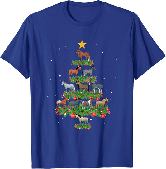 Xmas Tree Ornament Equestrian Santa Hat Horse Christmas T-Shirt - T-Shirt | Royal