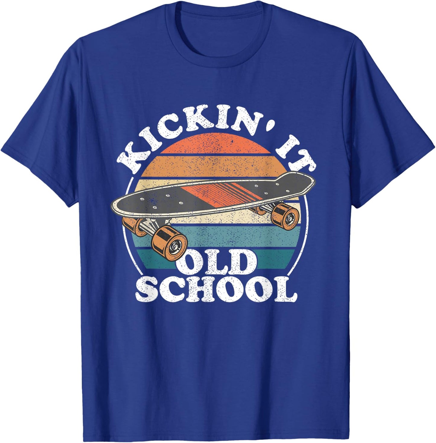 Kickin It Old School 80s Retro Skateboard Longboard 90s Gift T-Shirt - T-Shirt | Royal