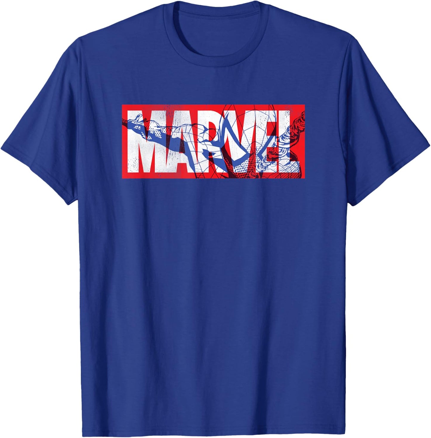 Marvel Logo with Spider-Man T-Shirt - T-Shirt | Royal