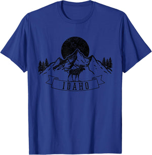 Idaho Moose Mountains Nature Hiking Souvenir Pride Gift T-Shirt - T-Shirt | Royal