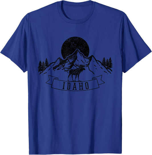 Idaho Moose Mountains Nature Hiking Souvenir Pride Gift T-Shirt - T-Shirt | Royal