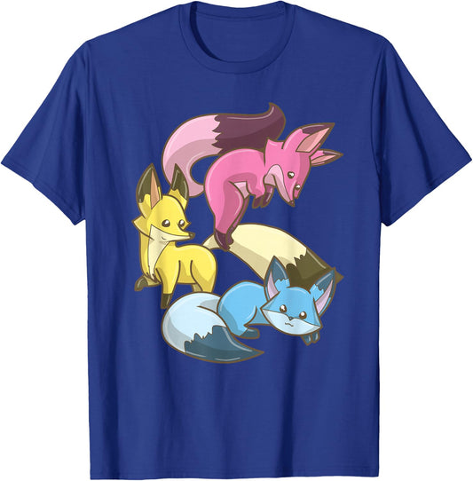 Pansexual Fox, Kawaii Pastel Goth Anime Art Subtle Pan Pride T-Shirt - T-Shirt | Royal