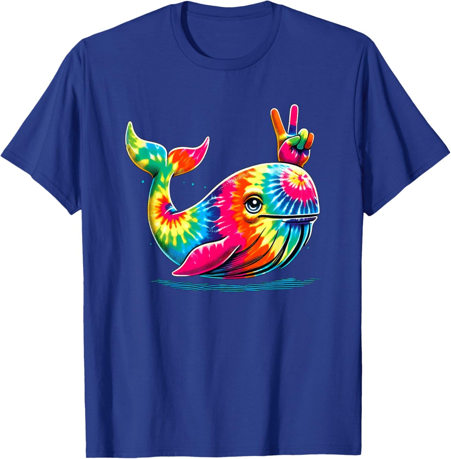 Peace Sign Tie Dye Whale T-Shirt - T-Shirt | Royal