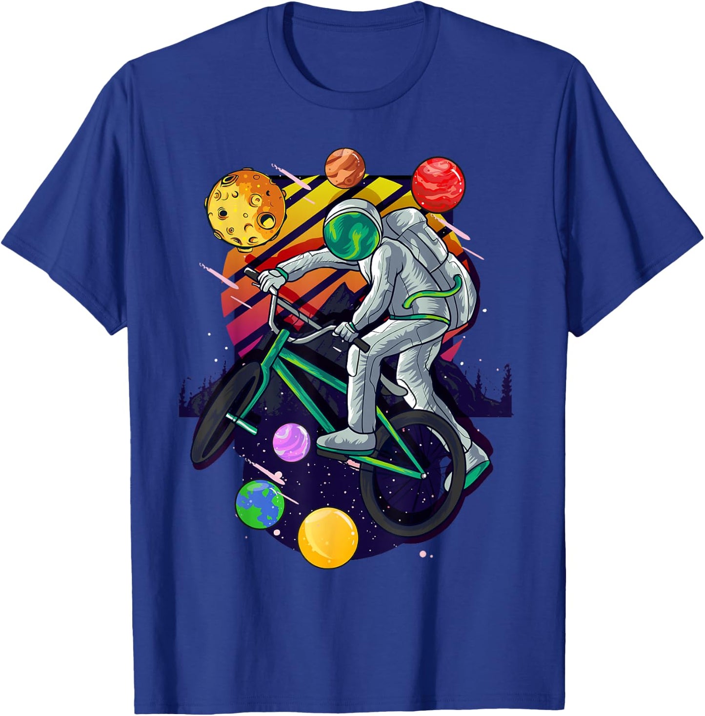 Solar System Astronaut Space on BMX Bike in Planets for Kids T-Shirt - T-Shirt | Royal