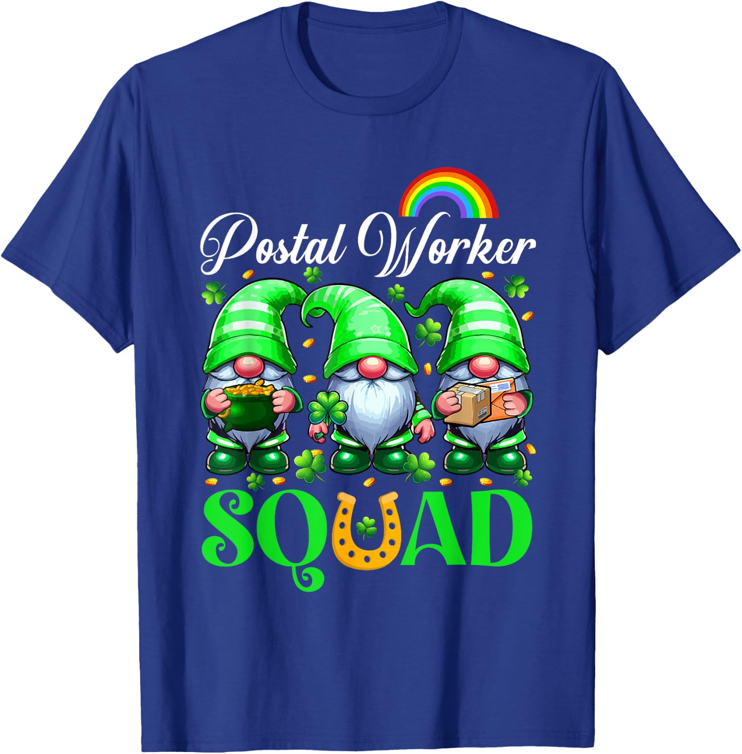 Postal Worker Squad St. Patrick's Day Three Cute Gnomes T-Shirt - T-Shirt | Royal