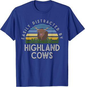 Farm Animal Gift Retro Scottish Highland Cow T-Shirt - T-Shirt | Royal