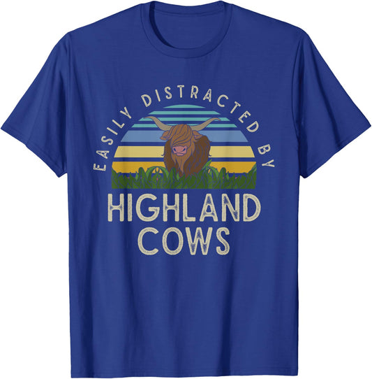 Farm Animal Gift Retro Scottish Highland Cow T-Shirt - T-Shirt | Royal