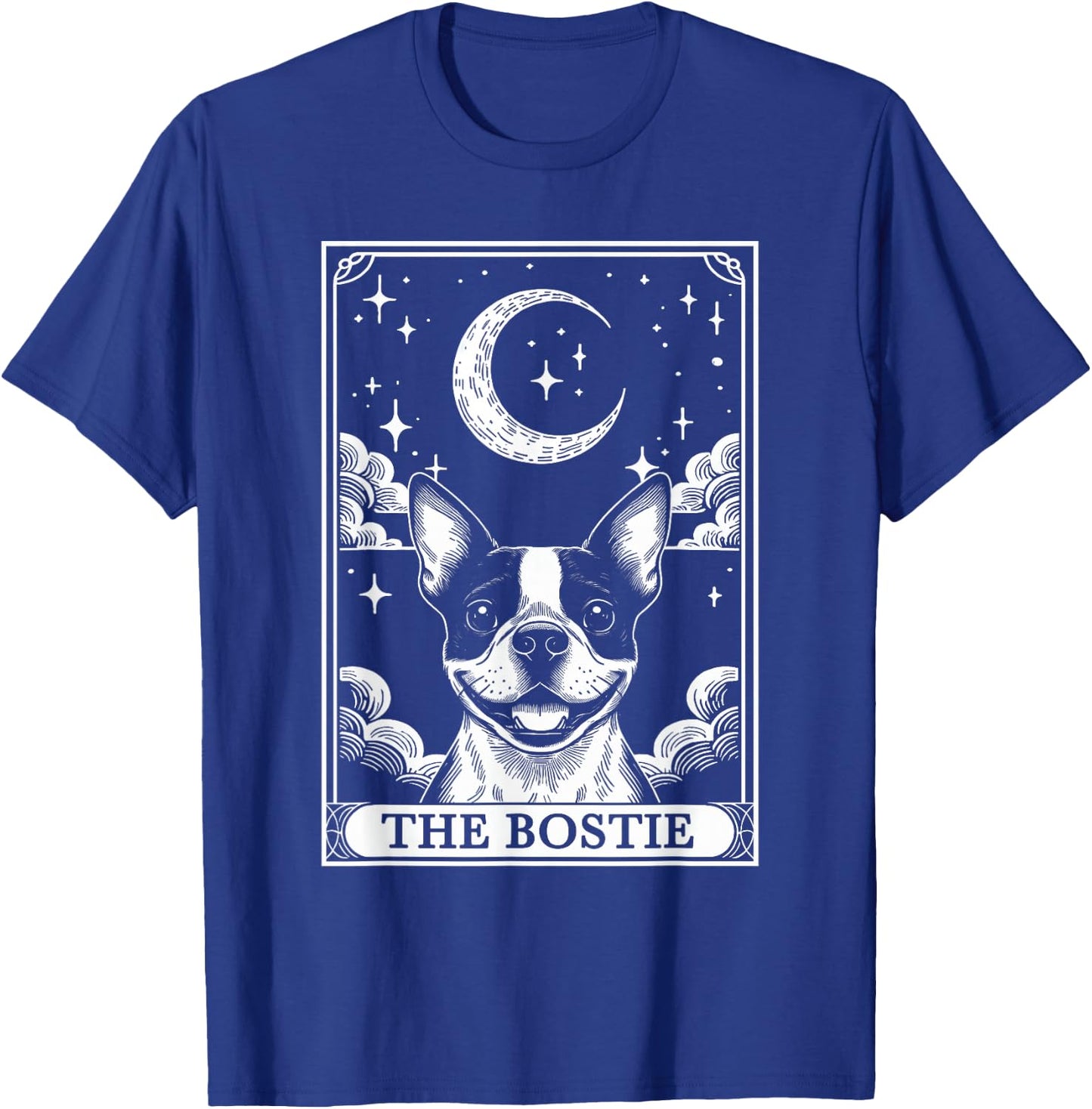 Tarot Card Vintage Crescent Moon Boston Terrier Dog Mom T-Shirt - T-Shirt | Royal
