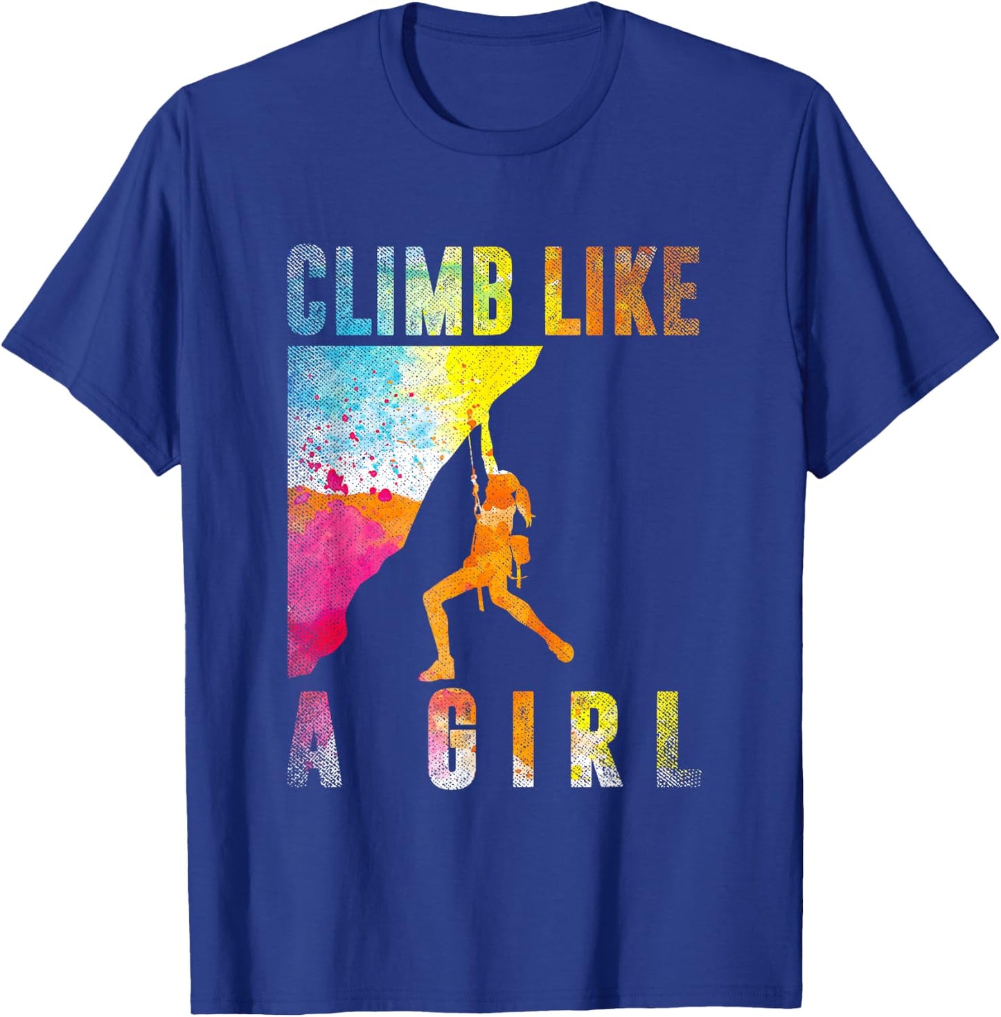 Bouldering Rock Climber Women Girls Kids Rock Climbing T-Shirt - T-Shirt | Royal