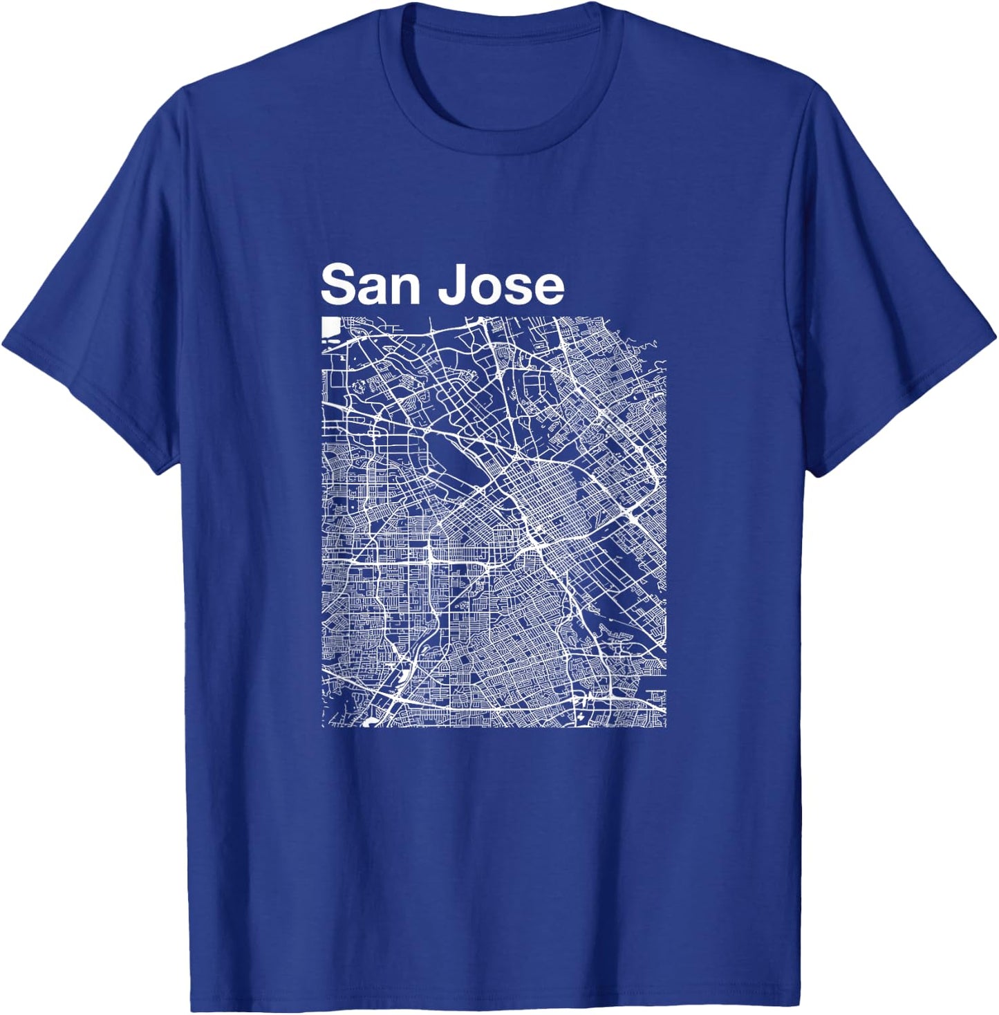 San Jose California Vintage Style Home City Street Map T-Shirt - T-Shirt | Royal