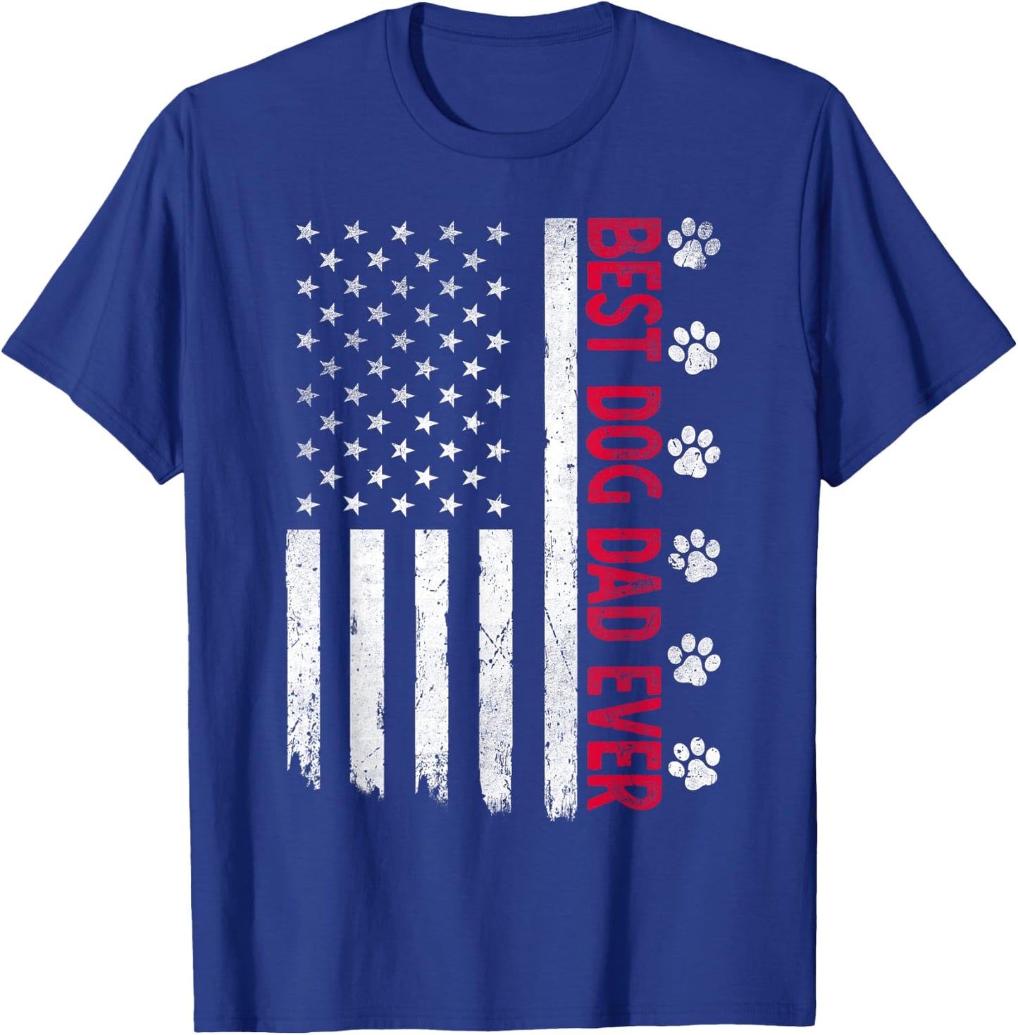 Best Dog Dad Ever American USA Flag Father's Day Dog Lover T-Shirt - T-Shirt | Royal